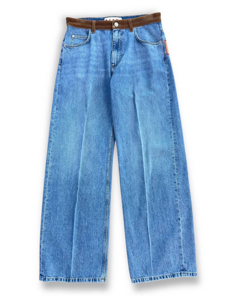 NEW MARNI women's washed bull denim jeans in deep blue